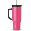 imageOwala Stainless Steel Triple Layer Insulated Travel Tumbler with Spill Resistant Lid Straw and Carry Handle BPA Free 40 oz Gray Iced TeaWatermelon Breeze