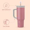 imageOwala Stainless Steel Triple Layer Insulated Travel Tumbler with Spill Resistant Lid Straw and Carry Handle BPA Free 40 oz Gray Iced TeaYoga Rose