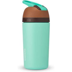 imageOwala Kids Flip Insulated StainlessSteel Water Bottle with Straw and Locking Lid 14Ounce OrangeBlue Blue CitrusBrown  Teal