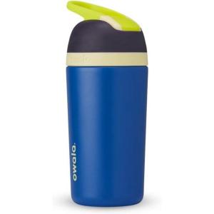 imageOwala Kids Flip Insulated StainlessSteel Water Bottle with Straw and Locking Lid 14Ounce OrangeBlue Blue CitrusNavy  Blue