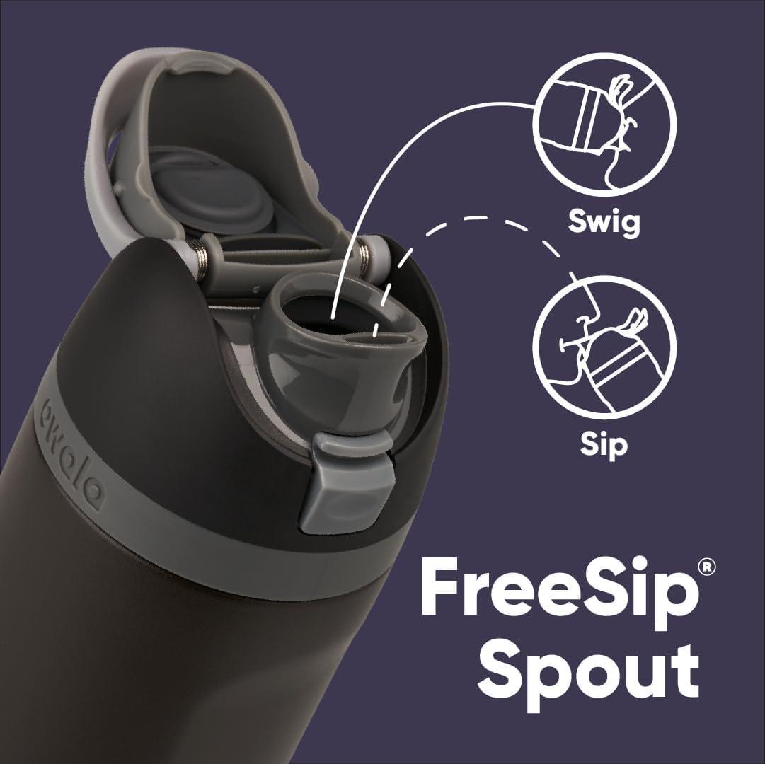 imageOwala Disney Princess FreeSip Insulated Stainless Steel Water Bottle with Straw for Sports and Travel BPAFree Sports Water Bottle 24 oz ArielBlack Panther