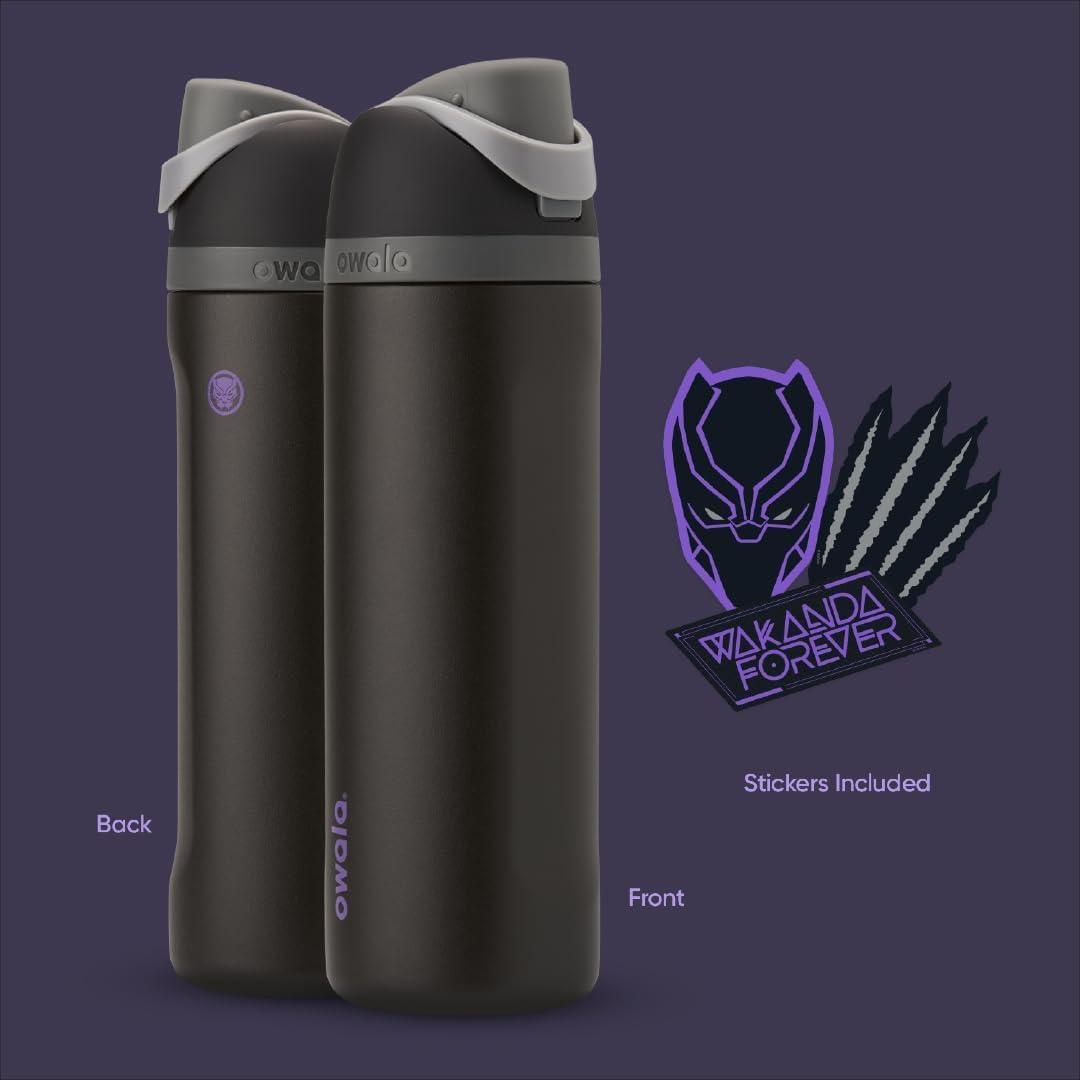 imageOwala Disney Princess FreeSip Insulated Stainless Steel Water Bottle with Straw for Sports and Travel BPAFree Sports Water Bottle 24 oz ArielBlack Panther