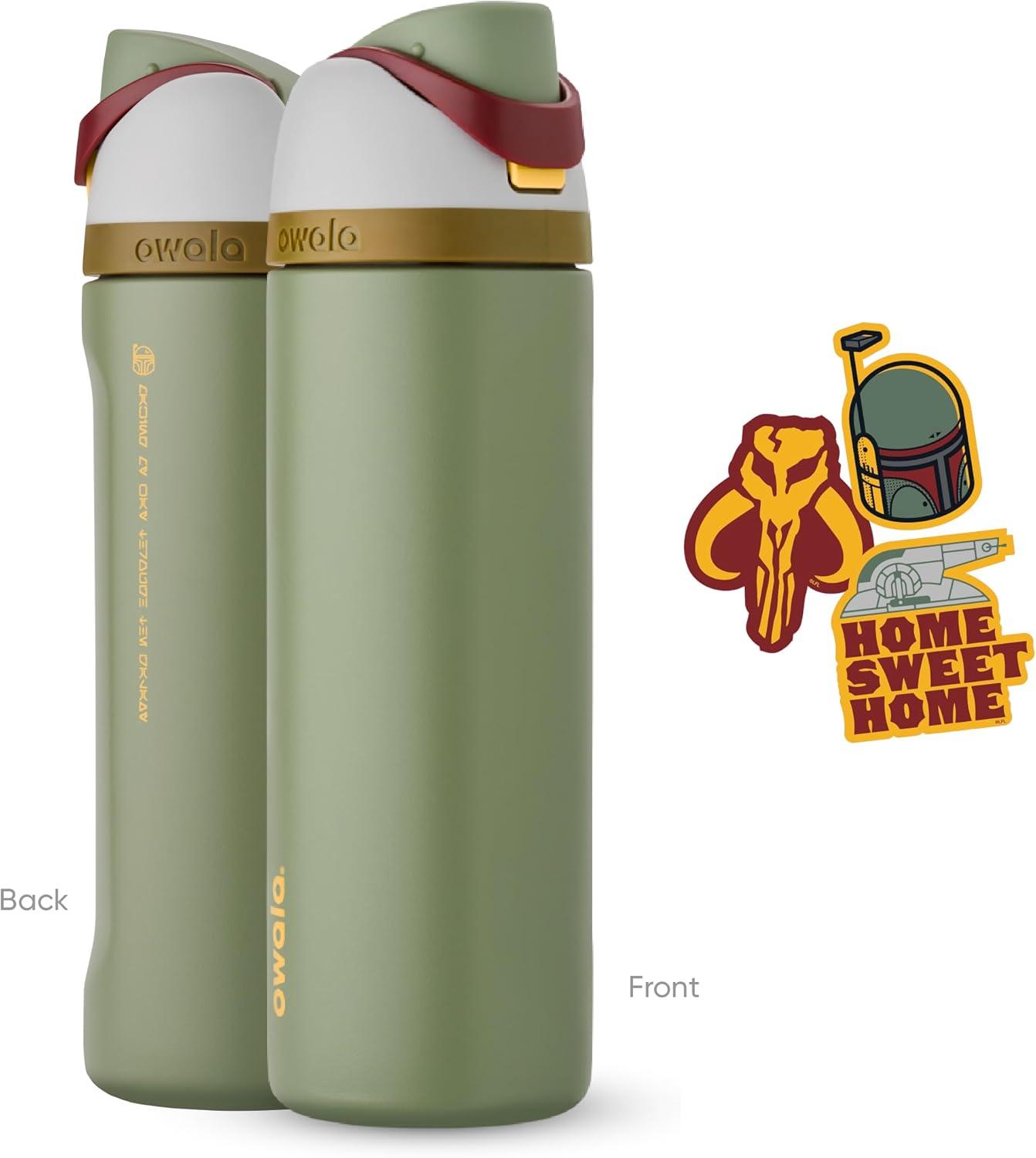 imageOwala Disney Princess FreeSip Insulated Stainless Steel Water Bottle with Straw for Sports and Travel BPAFree Sports Water Bottle 24 oz ArielBoba Fett
