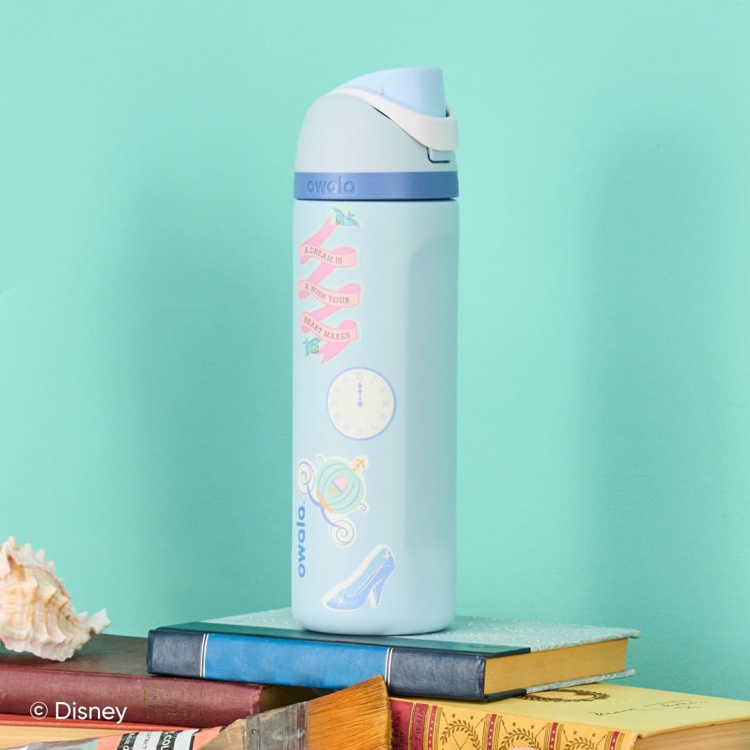 imageOwala Disney Princess FreeSip Insulated Stainless Steel Water Bottle with Straw for Sports and Travel BPAFree Sports Water Bottle 24 oz ArielCinderella