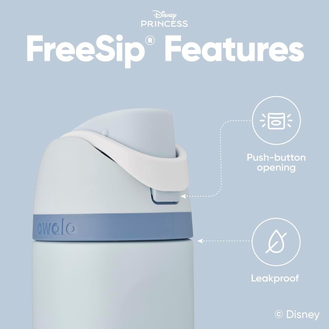 imageOwala Disney Princess FreeSip Insulated Stainless Steel Water Bottle with Straw for Sports and Travel BPAFree Sports Water Bottle 24 oz ArielCinderella