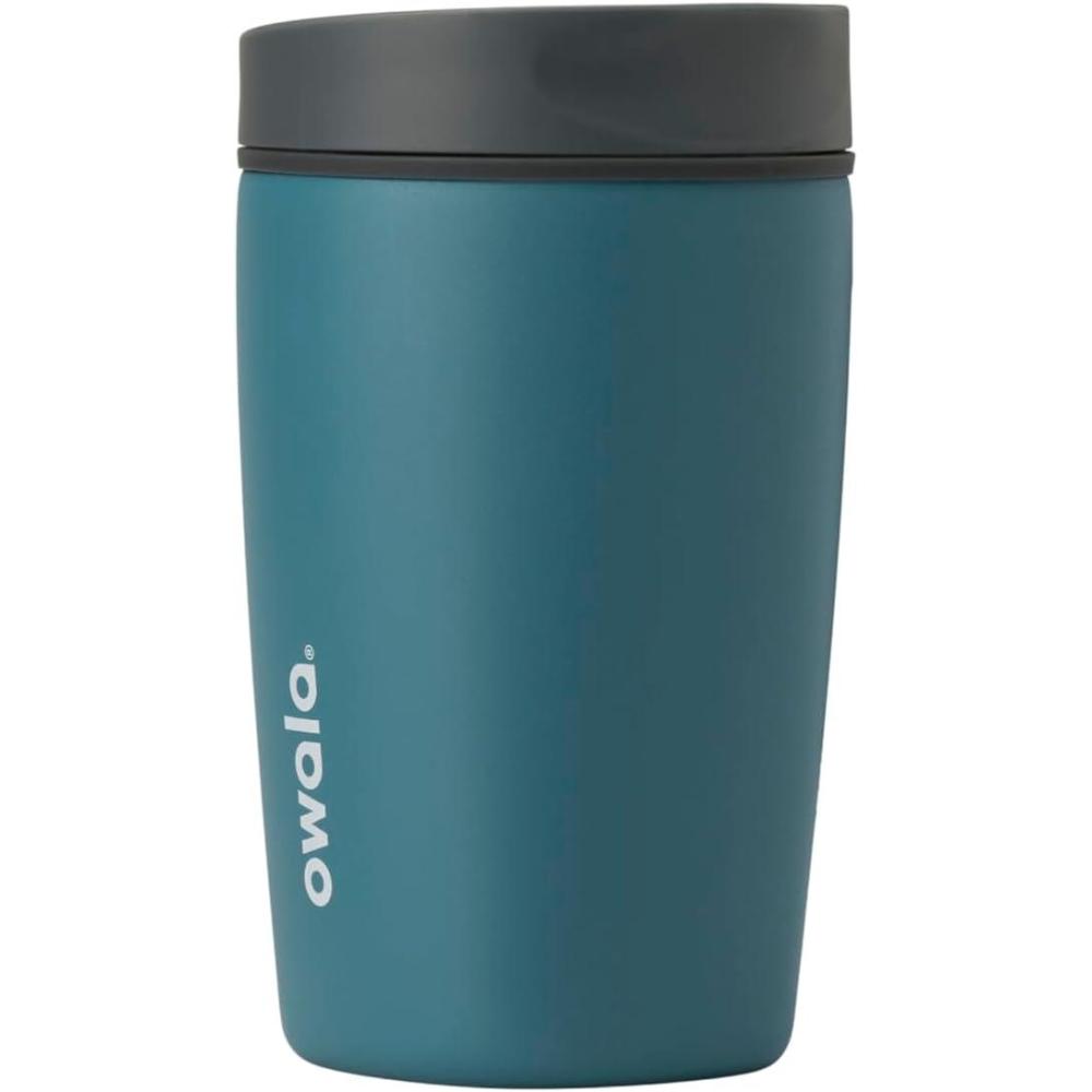 imageOwala SmoothSip Slider Insulated Stainless Steel Coffee Tumbler Reusable Iced Coffee Cup Hot Coffee Travel Mug BPA Free 12 oz GreyBlue Beachy BreezeHigh Dive