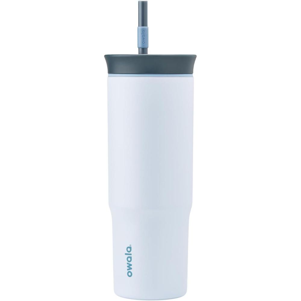 imageOwala Stainless Steel Triple Layer Insulated Travel Tumbler with Spill Resistant Lid Straw and Carry Handle BPA Free 40 oz Gray Iced TeaThe Great Blue