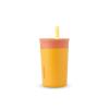 imageOwala Kids Insulation Stainless Steel Tumbler with Spill Resistant Flexible Straw Easy to Clean Kids Water Bottle Great for Travel Dishwasher Safe 12 Oz Peach and Yellow PicnicYellow  Peach