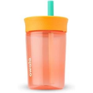 imageOwala Kids BPAFree Plastic Tumbler with Spill Resistant Flexible Straw Easy to Clean Kids Water Bottle Great for Travel Dishwasher Safe 15 Oz Orange and Peach WatermelonWatermelon