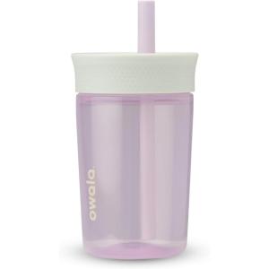 imageOwala Kids BPAFree Plastic Tumbler with Spill Resistant Flexible Straw Easy to Clean Kids Water Bottle Great for Travel Dishwasher Safe 15 Oz Orange and Peach WatermelonMint and Pink