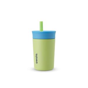 imageOwala Kids Insulation Stainless Steel Tumbler with Spill Resistant Flexible Straw Easy to Clean Kids Water Bottle Great for Travel Dishwasher Safe 12 Oz Peach and Yellow PicnicBlue and Light Green