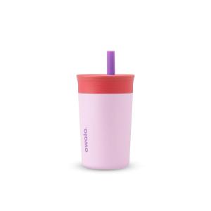 imageOwala Kids Insulation Stainless Steel Tumbler with Spill Resistant Flexible Straw Easy to Clean Kids Water Bottle Great for Travel Dishwasher Safe 12 Oz Peach and Yellow PicnicPurple  Pink