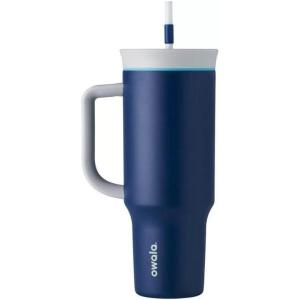 imageOwala Stainless Steel Triple Layer Insulated Travel Tumbler with Spill Resistant Lid Straw and Carry Handle BPA Free 40 oz Gray Iced TeaSaltwater Starfish