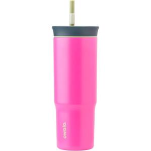 imageOwala Stainless Steel Triple Layer Insulated Travel Tumbler with Spill Resistant Lid Straw and Carry Handle BPA Free 40 oz Gray Iced TeaWatermelon Breeze