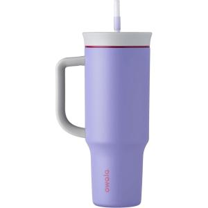 imageOwala Stainless Steel Triple Layer Insulated Travel Tumbler with Spill Resistant Lid Straw and Carry Handle BPA Free 40 oz Gray Iced TeaWhimsical Daydream