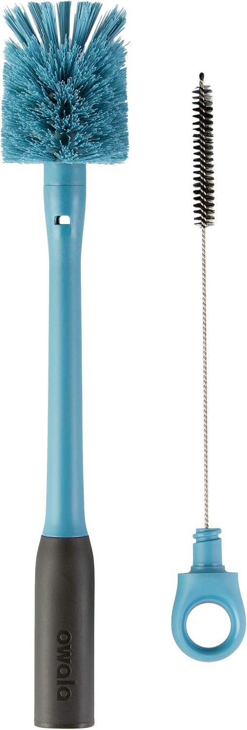 imageOwala 24oz FreeSip Twist Insulated Stainless Steel Water Bottle and 2in1 Bottle Brush Cleaner Set Blue