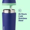 imageOwala Kids Flip Insulated StainlessSteel Water Bottle with Straw and Locking Lid 14Ounce Blue ampamp Teal