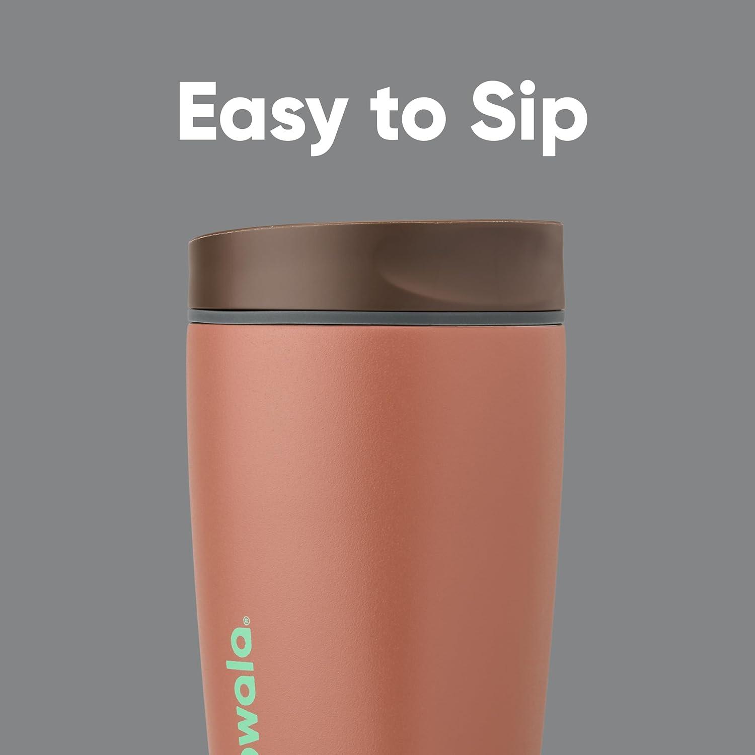 imageOwala SmoothSip Slider Stainless Steel Insulated Travel Mug with handle 100 Leak Proof For Hot and Cold Drinks Travel Friendly with Sliding Lock Lid 12oz BPA Free Leak Proof Cozy CocoaCozy Cocoa