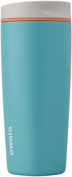 imageOwala SmoothSip Slider Insulated Stainless Steel Coffee Tumbler Reusable Iced Coffee Cup Hot Coffee Travel Mug BPA Free 20 oz In BloomBeachy Breeze