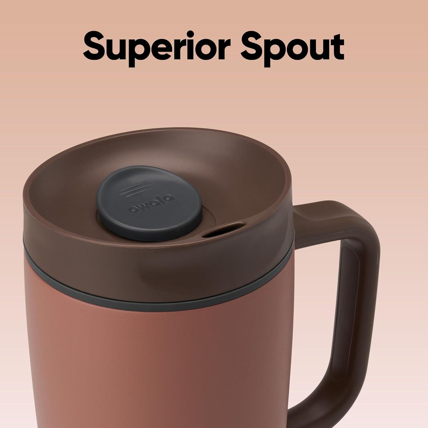 imageOwala SmoothSip Slider Insulated Stainless Steel Coffee Tumbler Reusable Iced Coffee Cup Hot Coffee Travel Mug BPA Free 20 oz In BloomCozy Cocoa