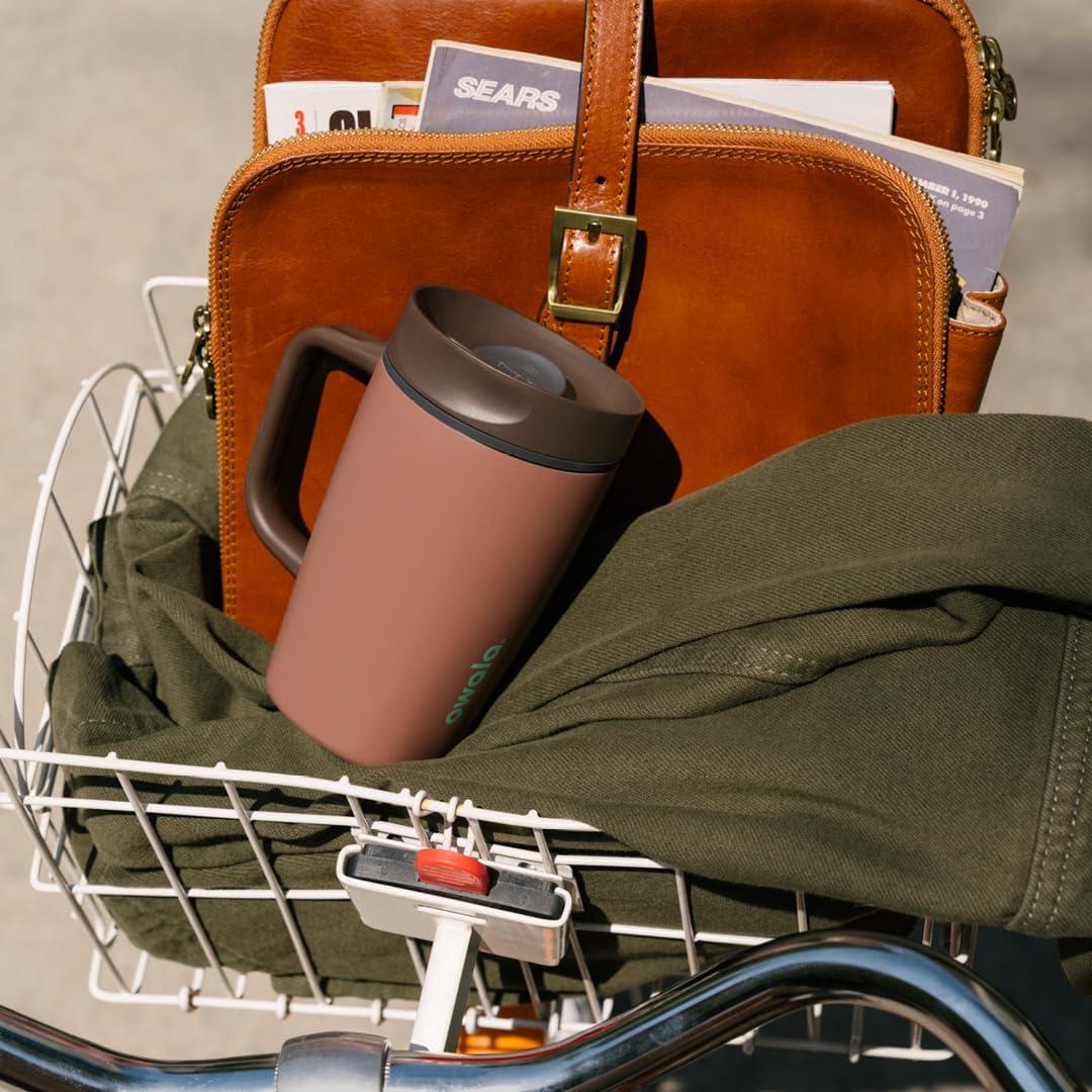 imageOwala SmoothSip Slider Insulated Stainless Steel Coffee Tumbler Reusable Iced Coffee Cup Hot Coffee Travel Mug BPA Free 20 oz In BloomCozy Cocoa