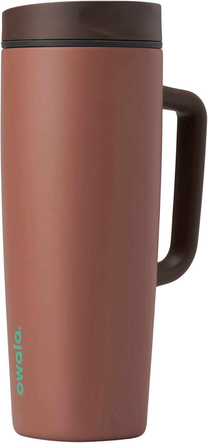 imageOwala SmoothSip Slider Insulated Stainless Steel Coffee Tumbler Reusable Iced Coffee Cup Hot Coffee Travel Mug BPA Free 20 oz In BloomCozy Cocoa