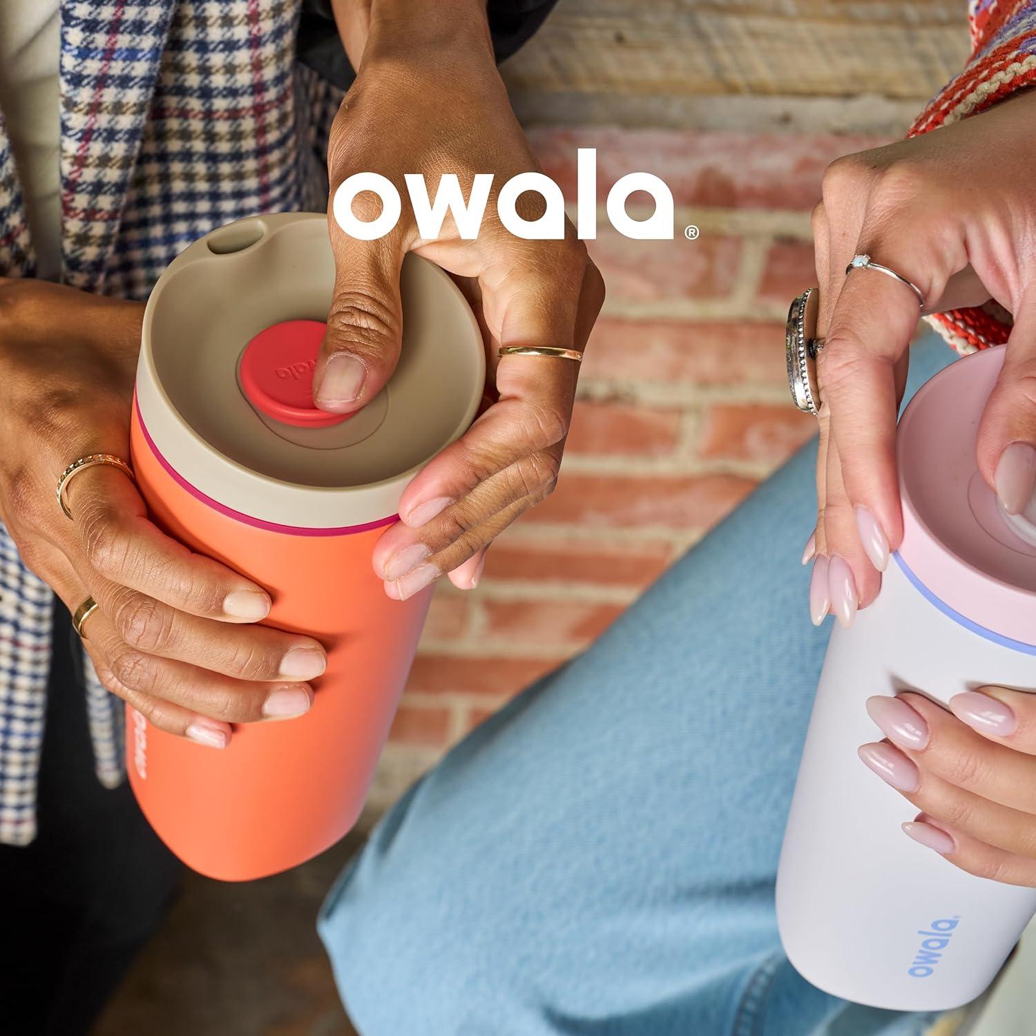 imageOwala SmoothSip Slider Insulated Stainless Steel Coffee Tumbler Reusable Iced Coffee Cup Hot Coffee Travel Mug BPA Free 20 oz In BloomCrochet Queen