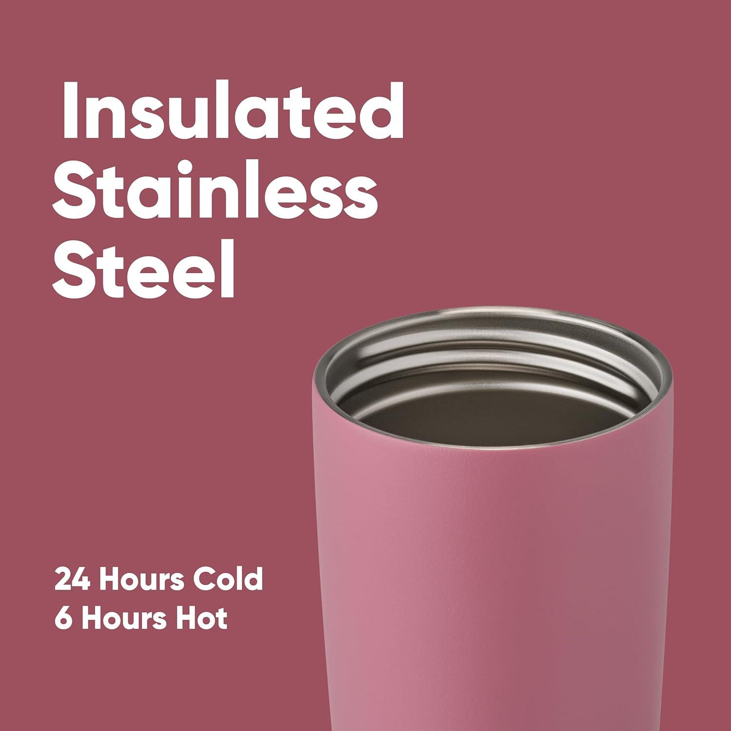 imageOwala SmoothSip Slider Insulated Stainless Steel Coffee Tumbler Reusable Iced Coffee Cup Hot Coffee Travel Mug BPA Free 20 oz In BloomCrochet Queen