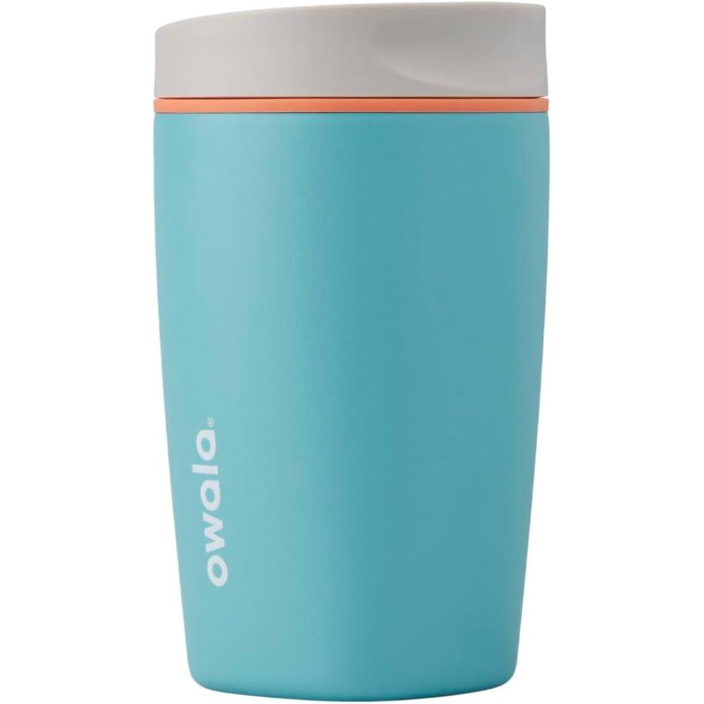 imageOwala SmoothSip Slider Insulated Stainless Steel Coffee Tumbler Reusable Iced Coffee Cup Hot Coffee Travel Mug BPA Free 20 oz In BloomBeachy Breeze