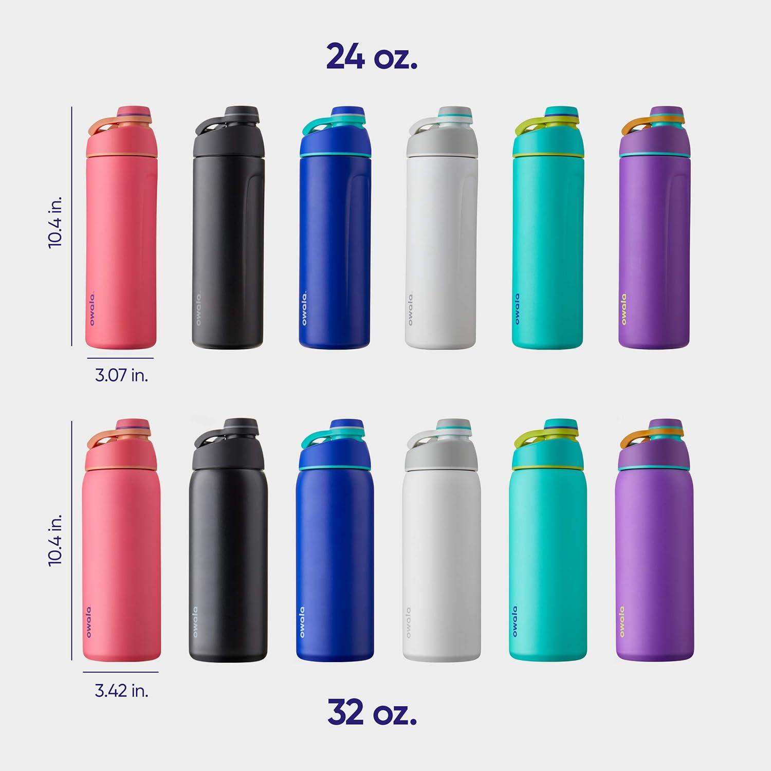 imageOwala Twist Insulated Stainless Steel Water Bottle for Sports and Travel BPAFree 32Ounce Hyper FlamingoShy Marshmallow
