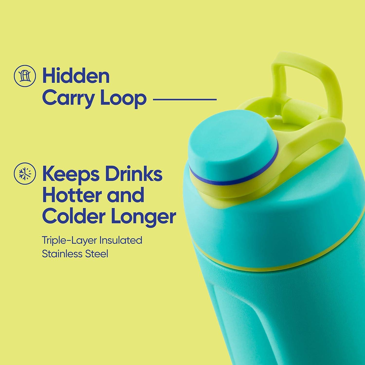 imageOwala Twist Stainless Steel Drinking Bottle with Screw Cap 560 ml Hint of GrapeNeon Basil
