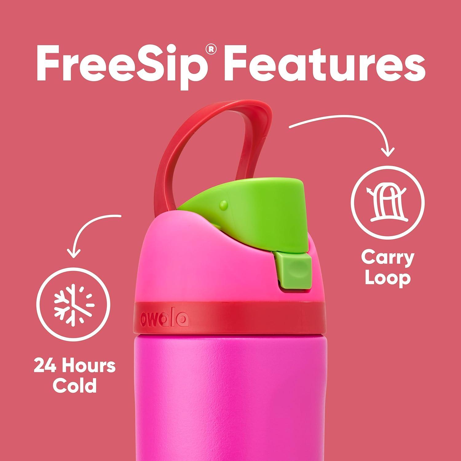 imageOwala FreeSip Insulated Stainless Steel Water Bottle with Straw BPAFree Sports Water Bottle Great for Travel 24 Oz Black CherryAll the Berries