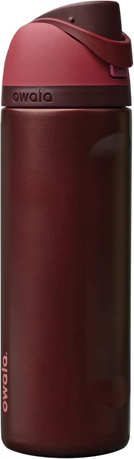 imageOwala FreeSip Insulated Stainless Steel Water Bottle with Straw BPAFree Sports Water Bottle Great for Travel 24 Oz Black CherryBlack Cherry
