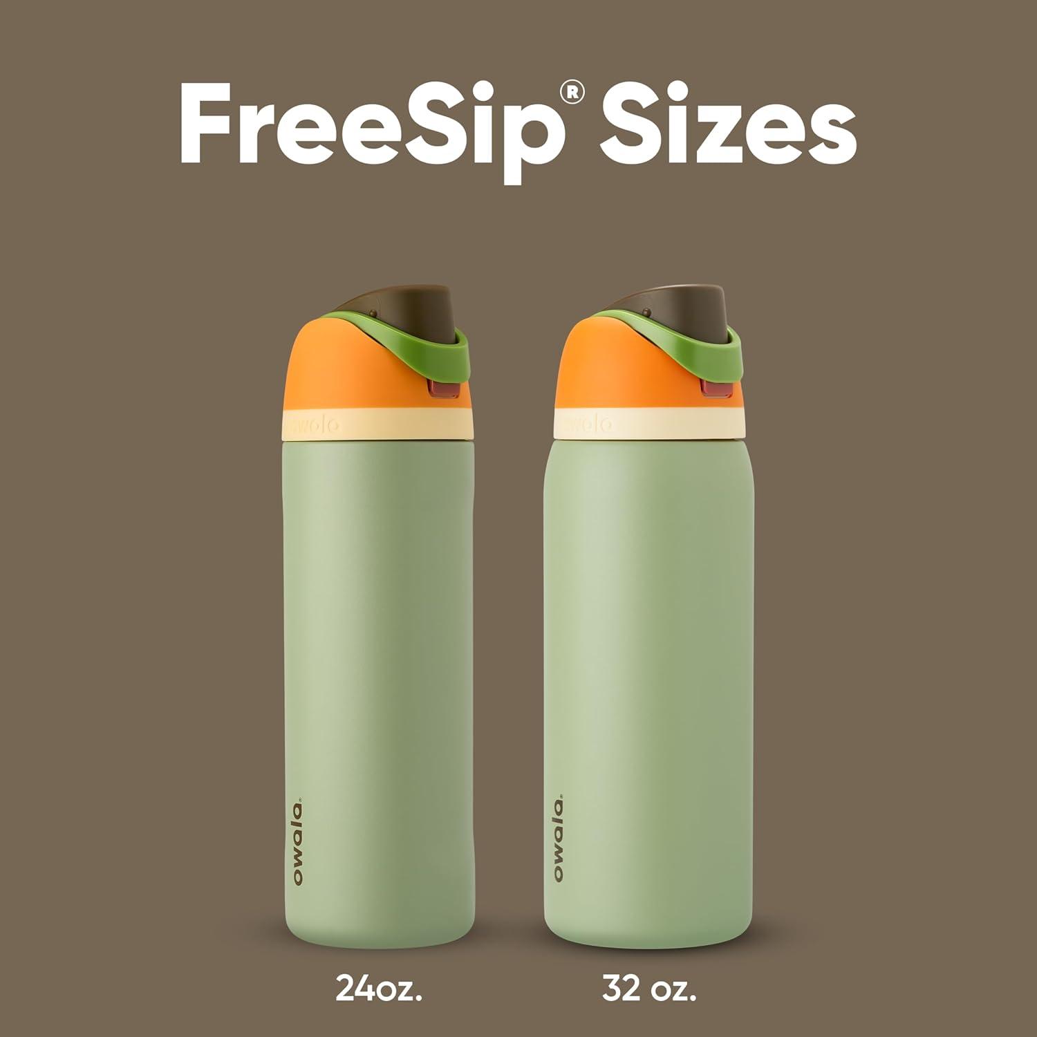 imageOwala FreeSip Insulated Stainless Steel Water Bottle with Straw BPAFree Sports Water Bottle Great for Travel 24 Oz Black CherryCamo Cool