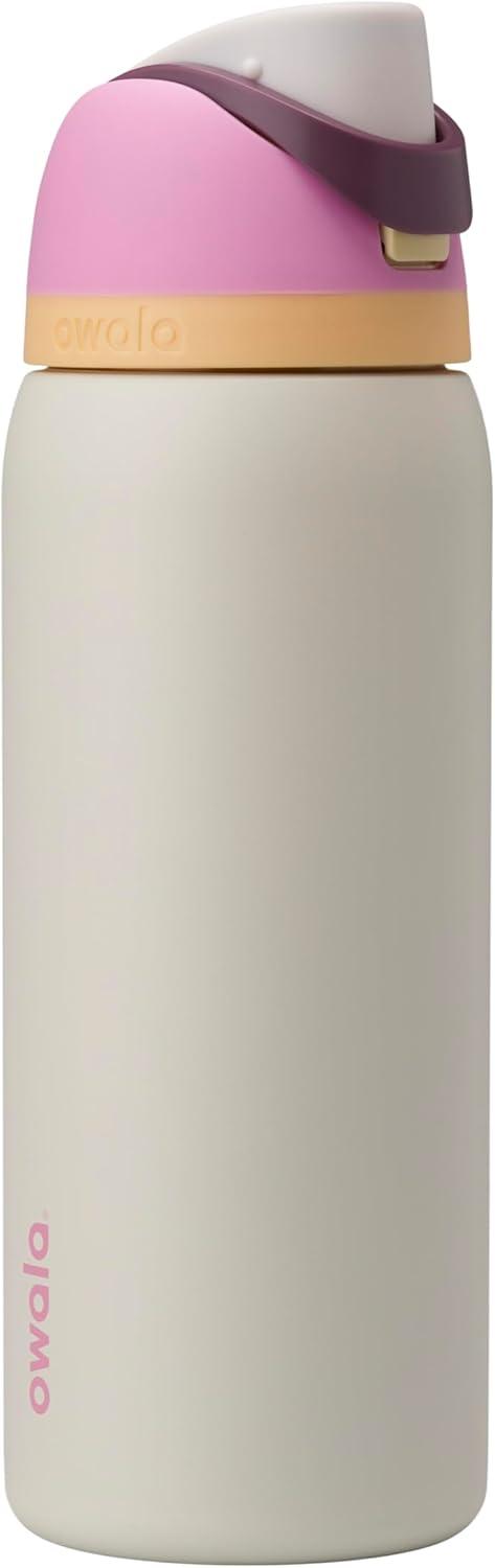 imageOwala FreeSip Insulated Stainless Steel Water Bottle with Straw BPAFree Sports Water Bottle Great for Travel 24 Oz Black CherryDaybreak