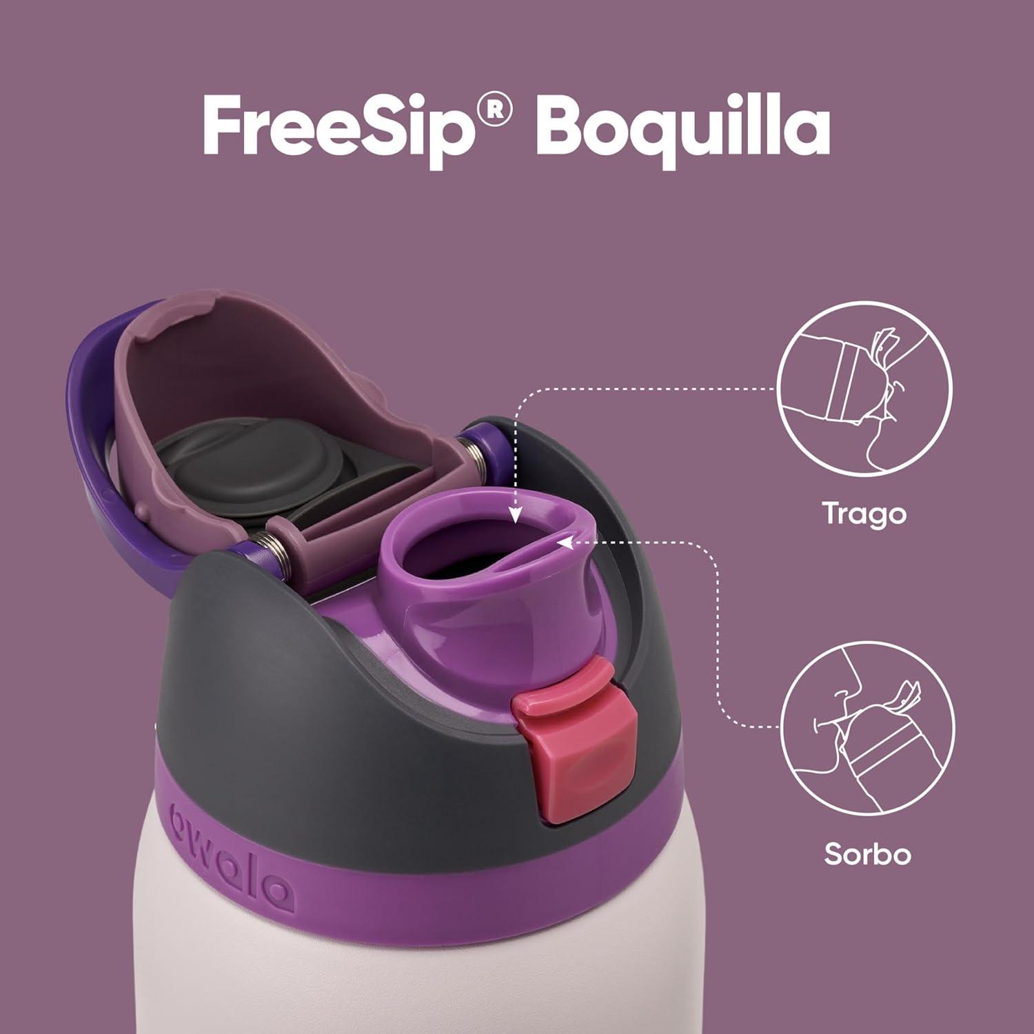 imageOwala FreeSip Insulated Stainless Steel Water Bottle with Straw BPAFree Sports Water Bottle Great for Travel 24 Oz Black CherryDreamy Field