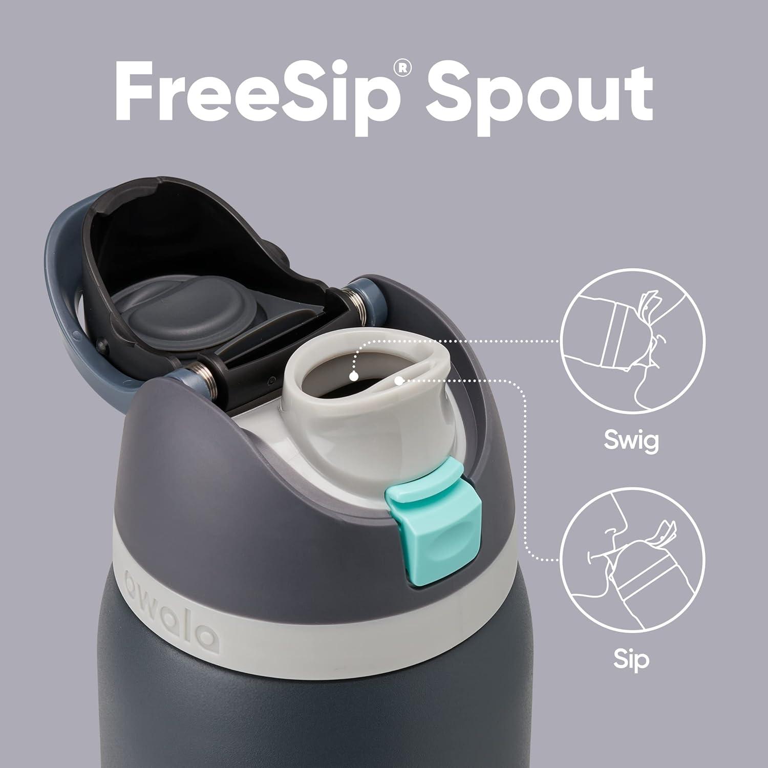 imageOwala FreeSip Insulated Stainless Steel Water Bottle with Straw BPAFree Sports Water Bottle Great for Travel 24 Oz Black CherryFoggy Tide