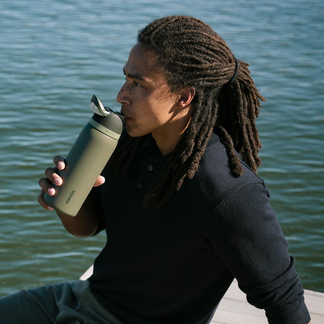 imageOwala FreeSip Insulated Stainless Steel Water Bottle with Straw BPAFree Sports Water Bottle Great for Travel 24 Oz Black CherryOff Road