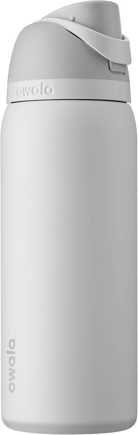 imageOwala FreeSip Insulated Stainless Steel Water Bottle with Straw BPAFree Sports Water Bottle Great for Travel 24 Oz Black CherryShy Marshmallow