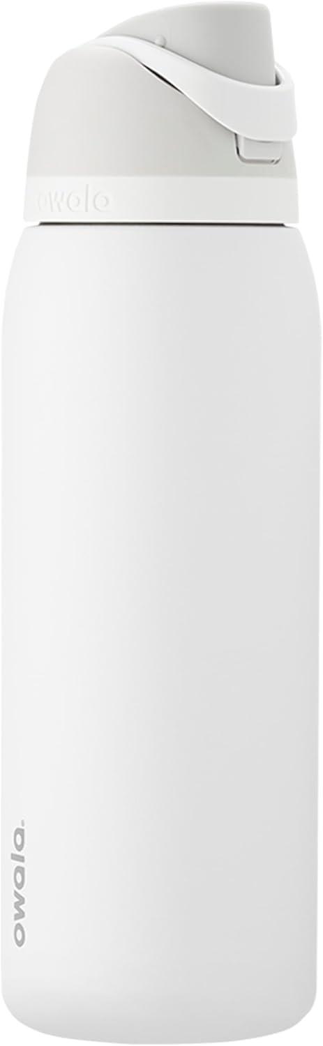 imageOwala FreeSip Insulated Stainless Steel Water Bottle with Straw BPAFree Sports Water Bottle Great for Travel 24 Oz Black CherryShy Marshmallow
