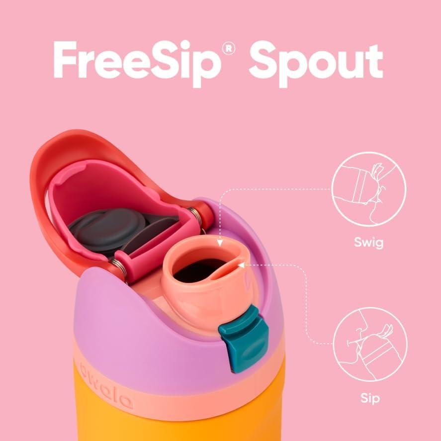 imageOwala FreeSip Insulated Stainless Steel Water Bottle with Straw BPAFree Sports Water Bottle Great for Travel 24 Oz Black CherryTropical