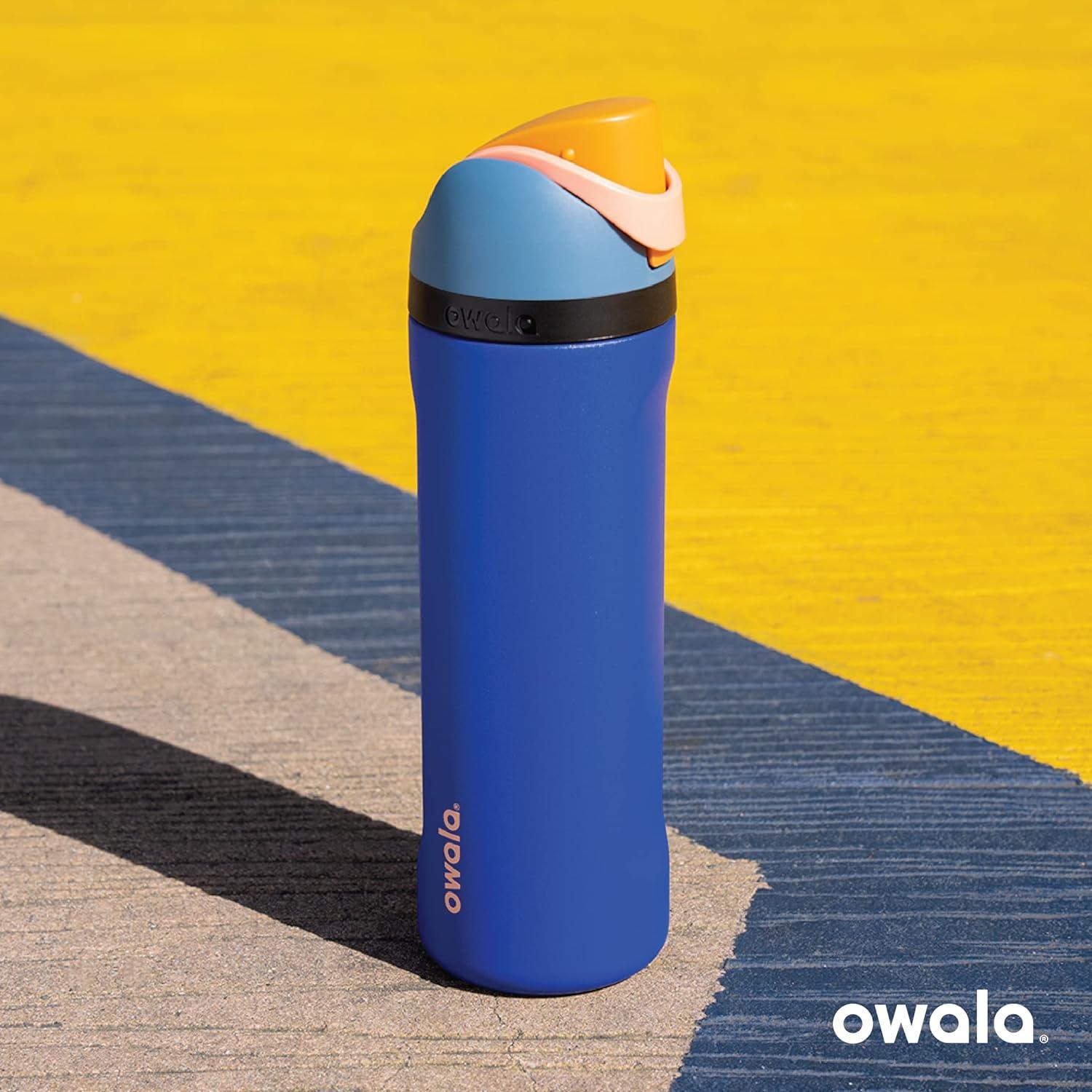 imageOwala FreeSip Insulated Stainless Steel Water Bottle with Straw BPAFree Sports Water Bottle Great for Travel 24 Oz Black CherryVery  Very Dark