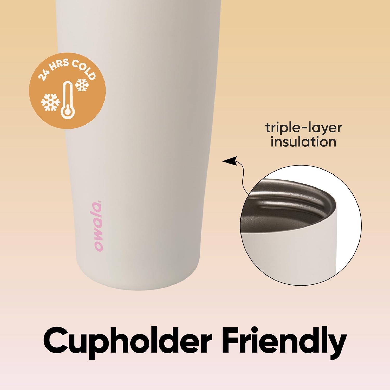 imageOwala FreeSip Sway Insulated Stainless Steel Water Bottle with TwoWay Spout BuiltIn Straw and Bucket Handle Made for Travel School and Sports 30oz BPA Free Leak Proof Off RoadDaybreak