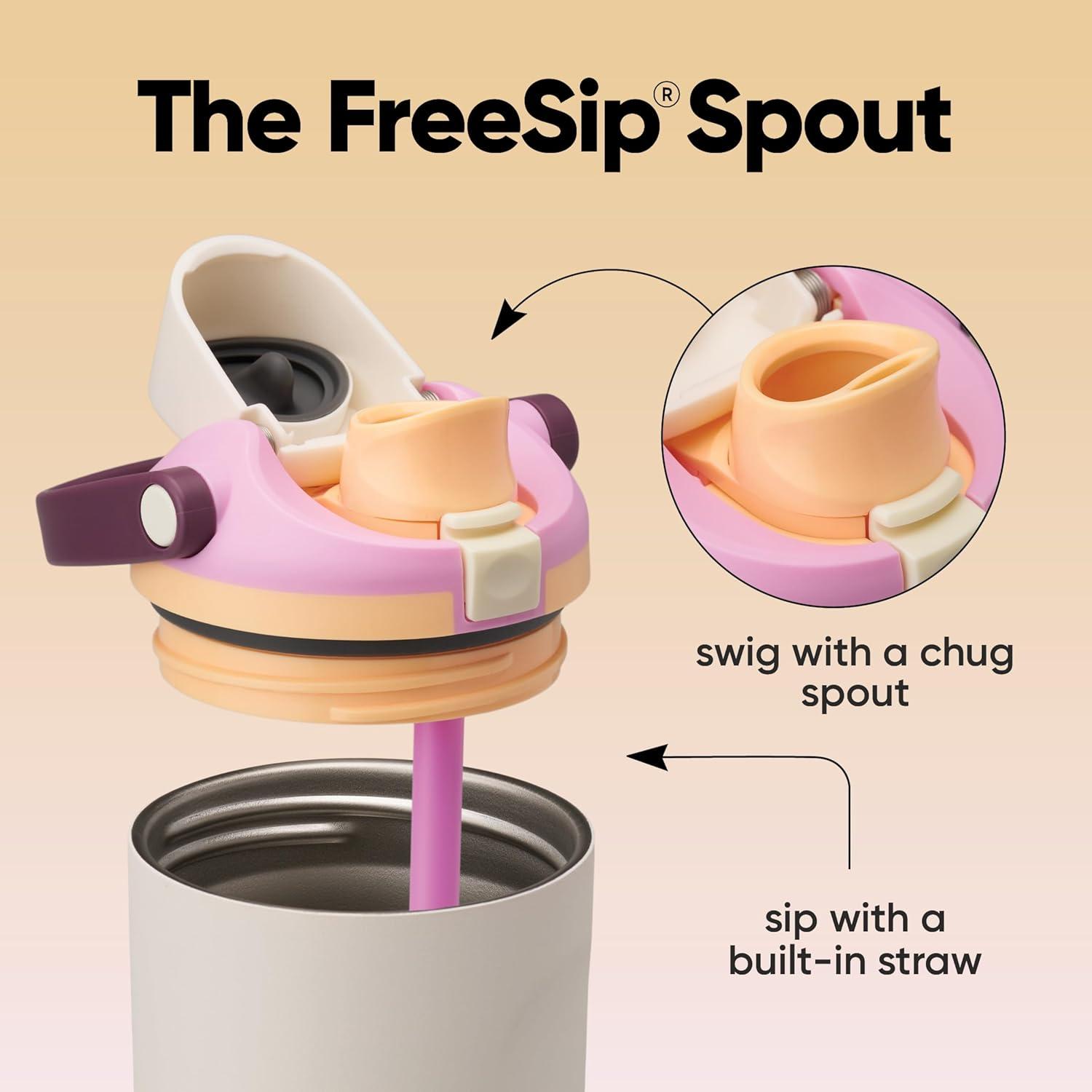 imageOwala FreeSip Sway Insulated Stainless Steel Water Bottle with TwoWay Spout BuiltIn Straw and Bucket Handle Made for Travel School and Sports 30oz BPA Free Leak Proof Off RoadDaybreak