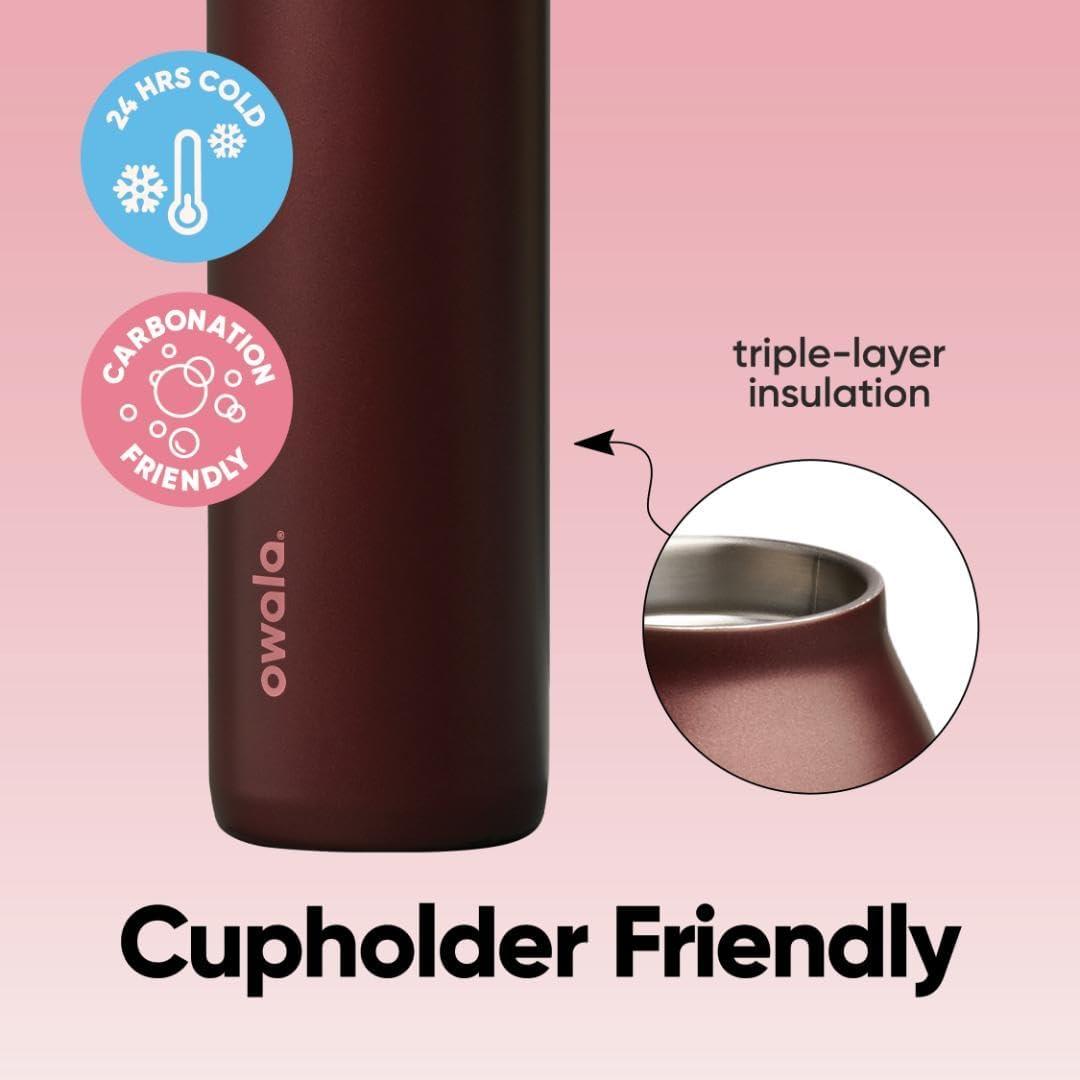 imageOwala FreeSip Twist Insulated Stainless Steel Water Bottle with Straw for Sports and Travel BPAFree 24oz Black CherryBlack Cherry