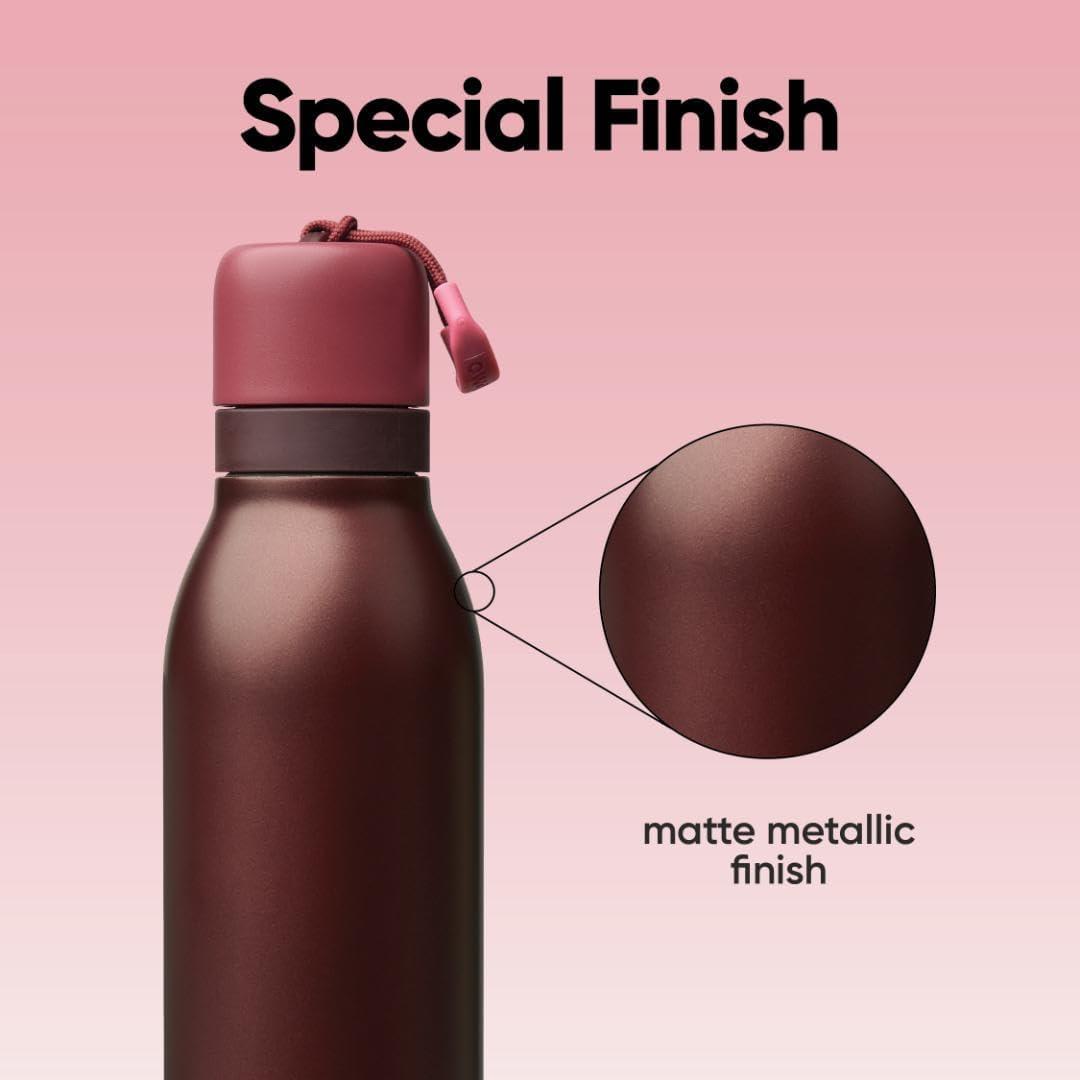 imageOwala FreeSip Twist Insulated Stainless Steel Water Bottle with Straw for Sports and Travel BPAFree 24oz Black CherryBlack Cherry