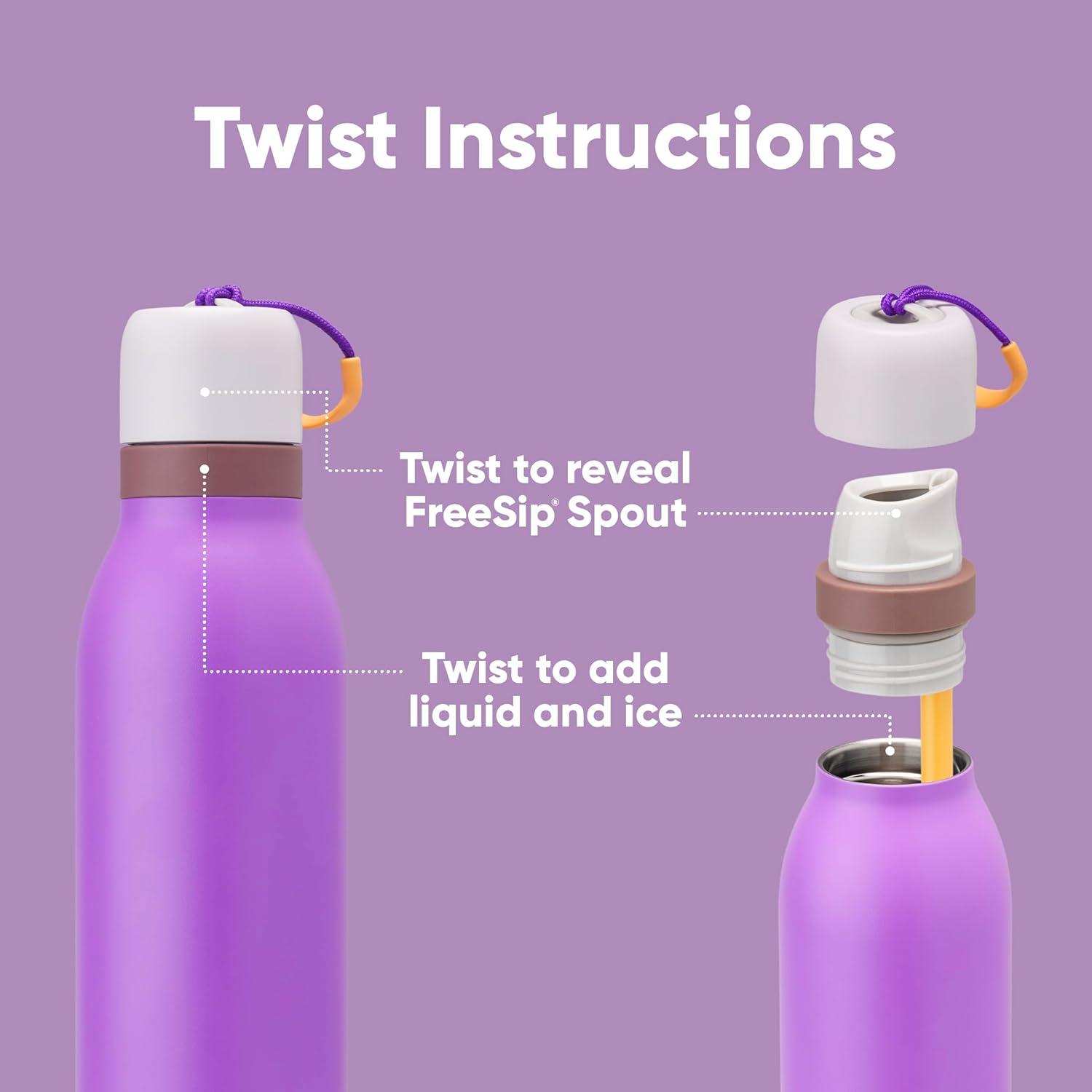 imageOwala FreeSip Twist Insulated Stainless Steel Water Bottle with Straw for Sports and Travel BPAFree 24oz Black CherryCalifornia Grapevine