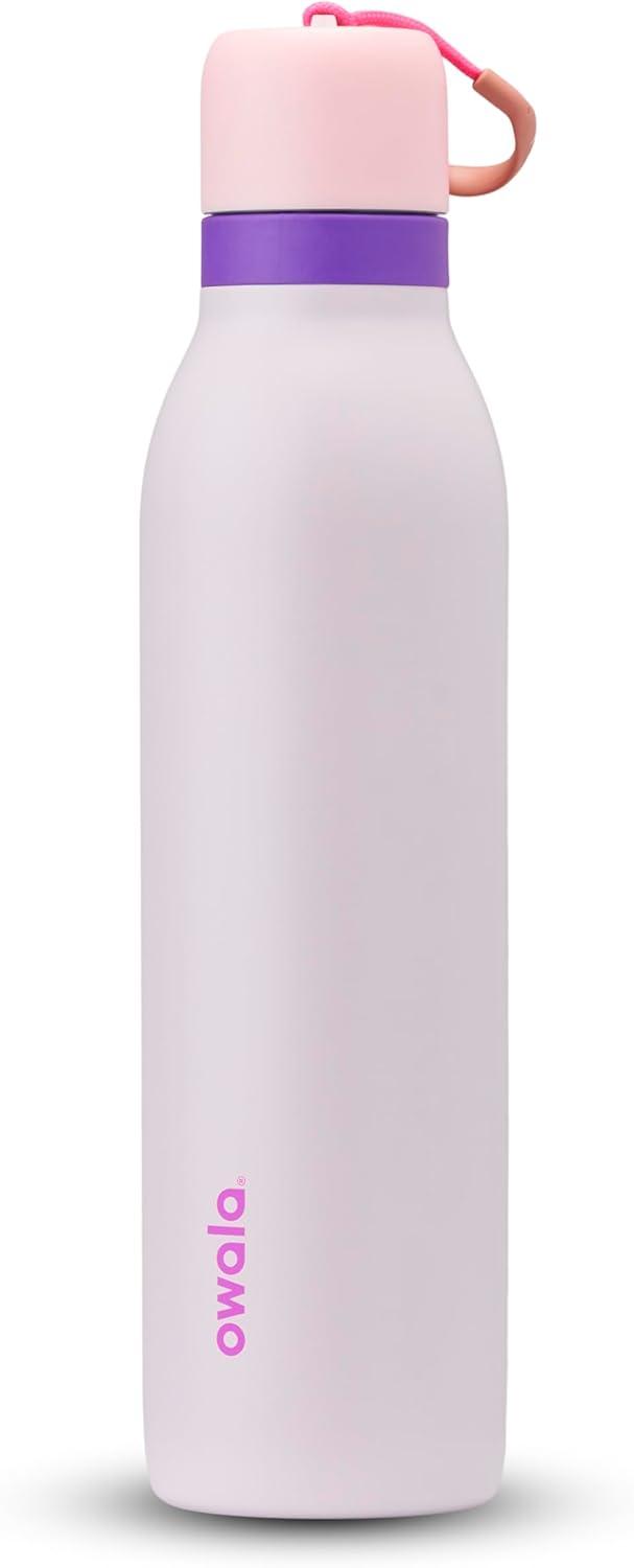 imageOwala FreeSip Twist Insulated Stainless Steel Water Bottle with Straw for Sports and Travel BPAFree 24oz Black CherryDreamy Field