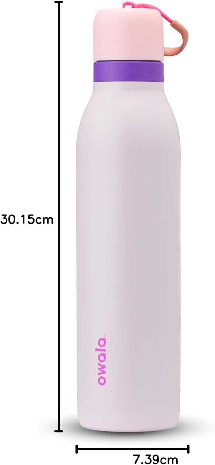 imageOwala FreeSip Twist Insulated Stainless Steel Water Bottle with Straw for Sports and Travel BPAFree 24oz Black CherryDreamy Field