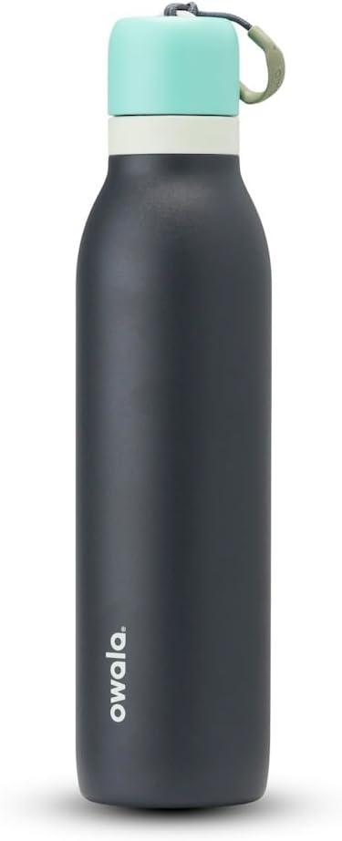 imageOwala FreeSip Twist Insulated Stainless Steel Water Bottle with Straw for Sports and Travel BPAFree 24oz Black CherryFoggy Tide